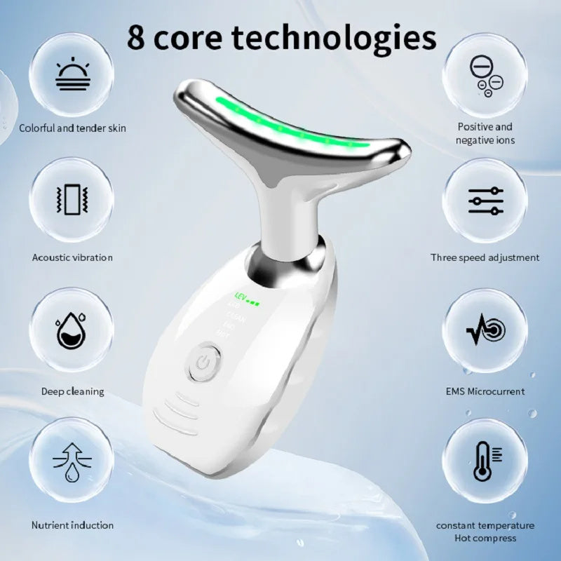 "Neck & Face LED Beauty Device – Skin Tightening, Anti-Wrinkle, Double Chin Reducer & Lifting Massager" ✨💆♀️ - Peaklo Quality