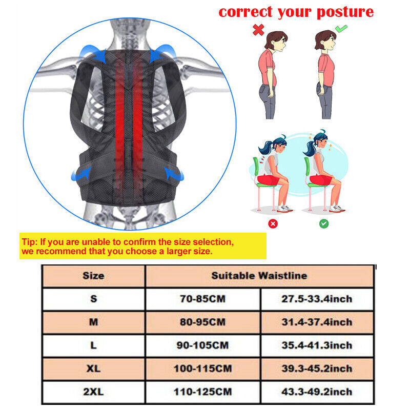 Adjustable Posture Corrector Back Brace Vest For Men Women Lumbar Shoulder Support Belt - Peaklo Quality