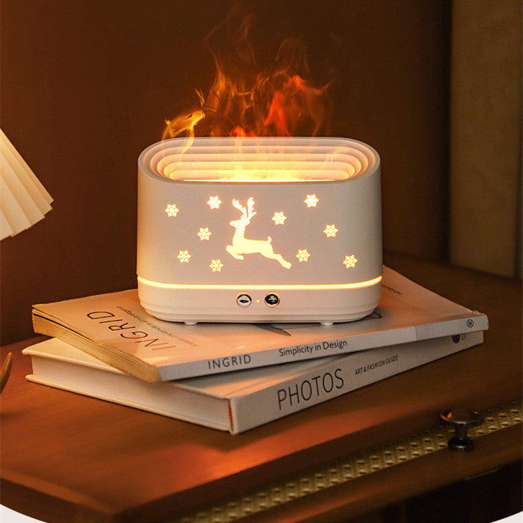 Elk Flame Humidifier Diffuser – Silent Aromatherapy Atmosphere Lamp for Home Decor 🎄🔥 - Peaklo Quality