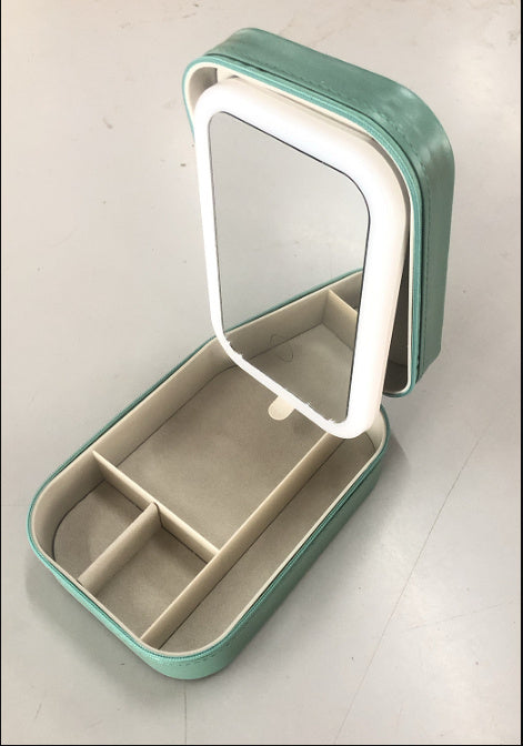 "Portable Makeup Storage Box with LED Light Mirror – Touch Sensor Travel Organizer" ✨💄 - Peaklo Quality