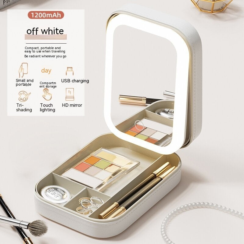 "Portable Makeup Storage Box with LED Light Mirror – Touch Sensor Travel Organizer" ✨💄 - Peaklo Quality