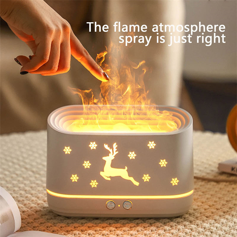 Elk Flame Humidifier Diffuser – Silent Aromatherapy Atmosphere Lamp for Home Decor 🎄🔥 - Peaklo Quality