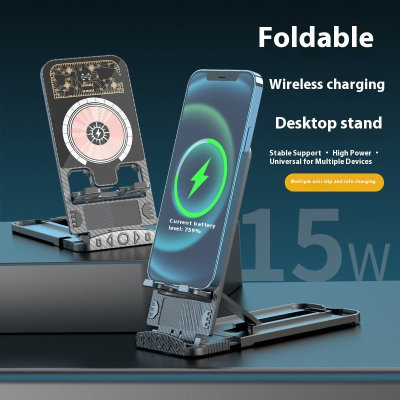 2-in-1 Wireless Phone Charger Portable Ultra-thin Foldable Bracket - Peaklo Quality