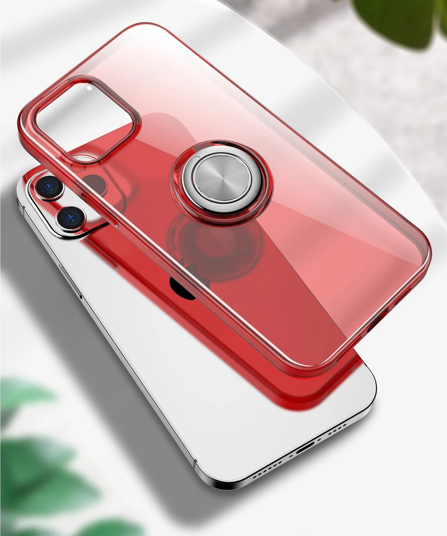With Ring Stand Soft Transparent Case For iPhone 12 13 14 15 Pro Max Phone Cover For iPhone 7 8 Plus XR XS Max Magnetic Car Case - Peaklo Quality