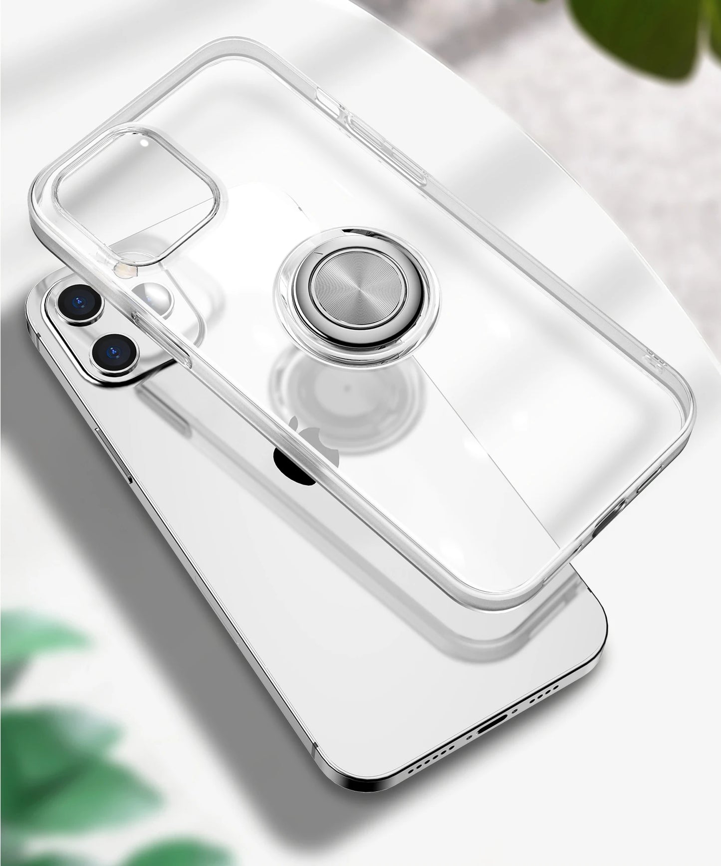 With Ring Stand Soft Transparent Case For iPhone 12 13 14 15 Pro Max Phone Cover For iPhone 7 8 Plus XR XS Max Magnetic Car Case - Peaklo Quality