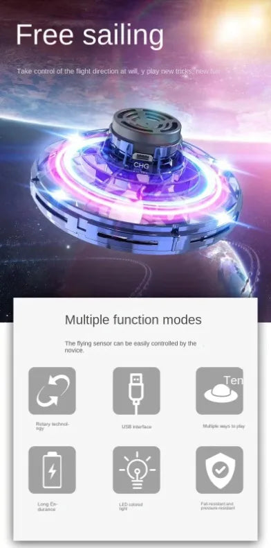 "LED Magic UFO Flying Spinner – Boomerang Mini Drone & Fidget Toy for Endless Fun!" 🚀✨ - Peaklo Quality