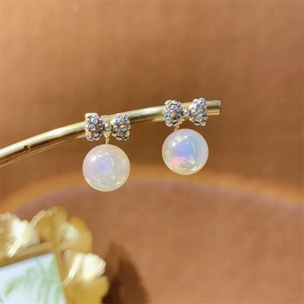 2024 Trendy Long Pearl Earrings – Elegant Floral Rhinestone Wedding Jewelry ✨