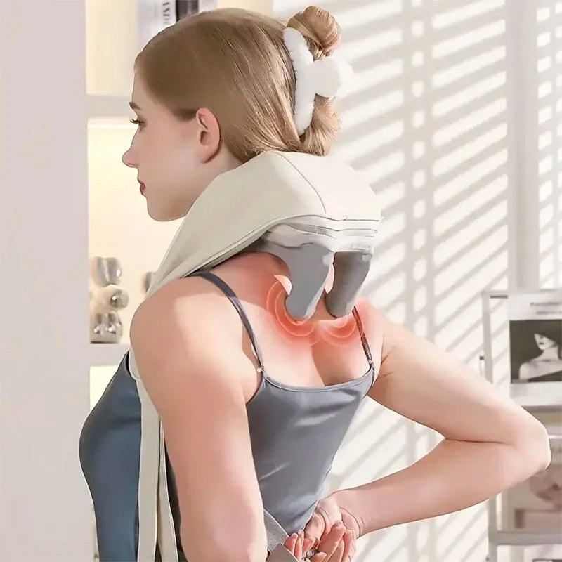 Wireless Neck Massager With Hot Compress Neck And Back Shoulder Shiatsu Kneading Massage Shawl Neck Cervical Relaxing Trapezius - Peaklo Quality