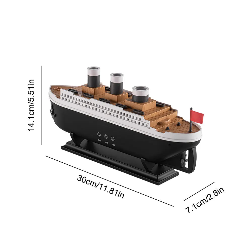 300ml Titanic Ship Model Air Humidifier Essential Oil Diffuser Jellyfish Smoke Ring Spray Aroma Diffuser Night Light for Home - Peaklo Quality