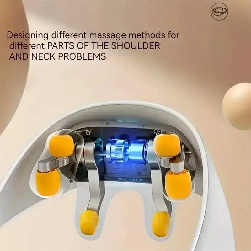 Wireless Neck Massager With Hot Compress Neck And Back Shoulder Shiatsu Kneading Massage Shawl Neck Cervical Relaxing Trapezius - Peaklo Quality