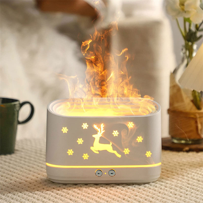 Elk Flame Humidifier Diffuser – Silent Aromatherapy Atmosphere Lamp for Home Decor 🎄🔥 - Peaklo Quality