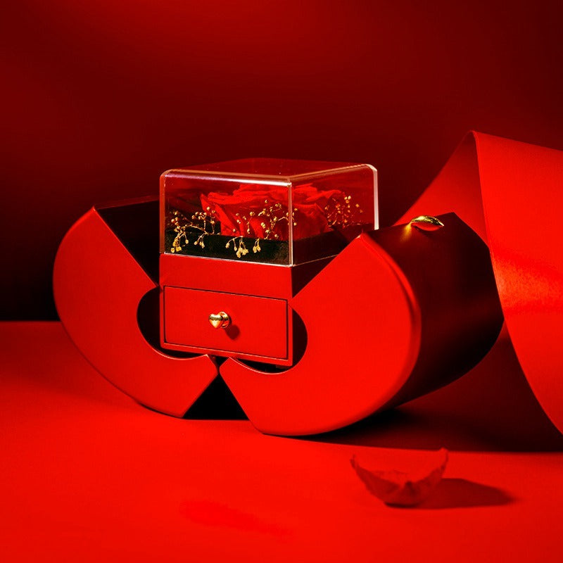 "Elegant Eternal Rose Jewelry Box – Red Apple Gift with Necklace for Valentine’s, Christmas & Mother’s Day" 🌹🎁✨ - Peaklo Quality