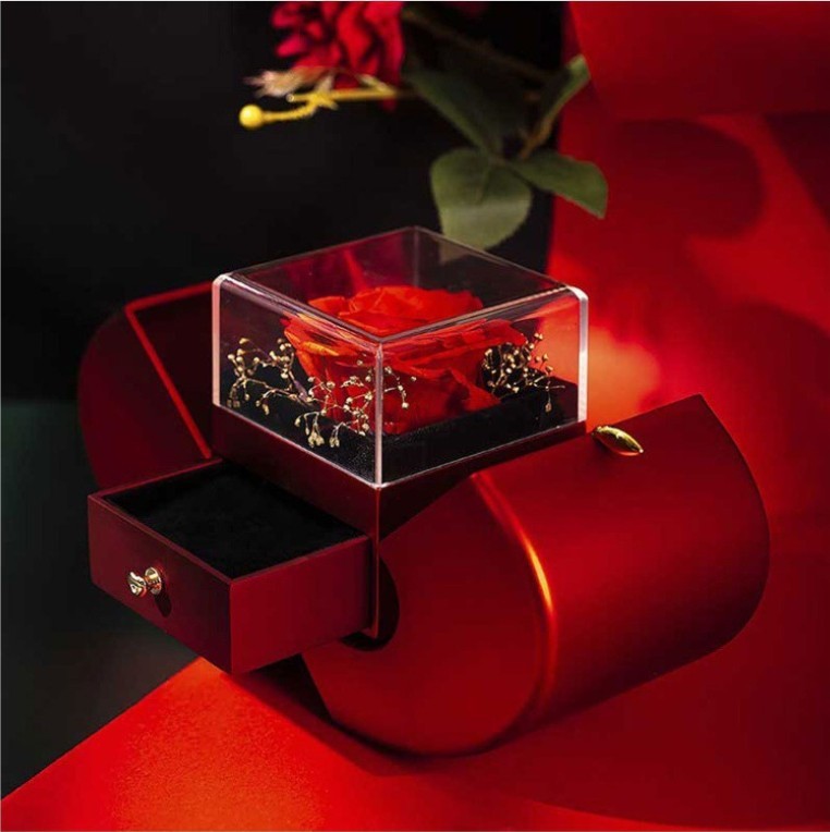 "Elegant Eternal Rose Jewelry Box – Red Apple Gift with Necklace for Valentine’s, Christmas & Mother’s Day" 🌹🎁✨ - Peaklo Quality