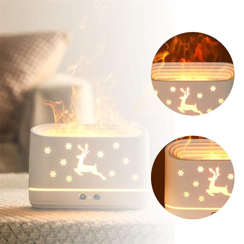 Elk Flame Humidifier Diffuser – Silent Aromatherapy Atmosphere Lamp for Home Decor 🎄🔥 - Peaklo Quality