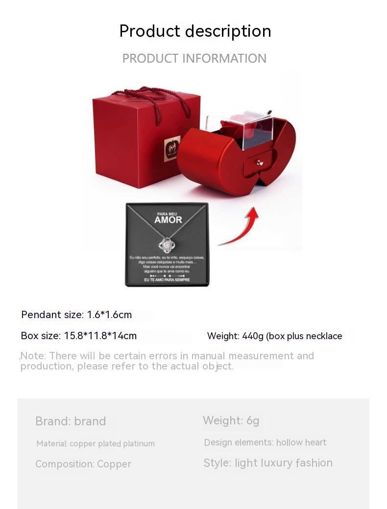 "Elegant Eternal Rose Jewelry Box – Red Apple Gift with Necklace for Valentine’s, Christmas & Mother’s Day" 🌹🎁✨ - Peaklo Quality