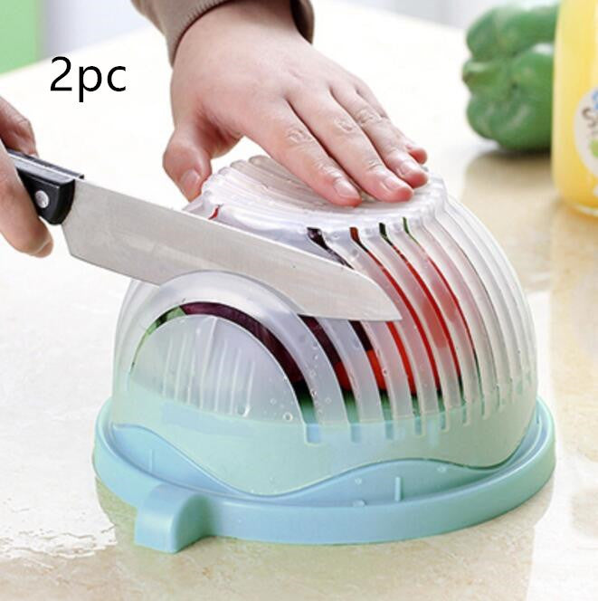 "Creative 60-Second Salad Cutter – Easy Fruit & Vegetable Chopper Bowl" 🥗✨