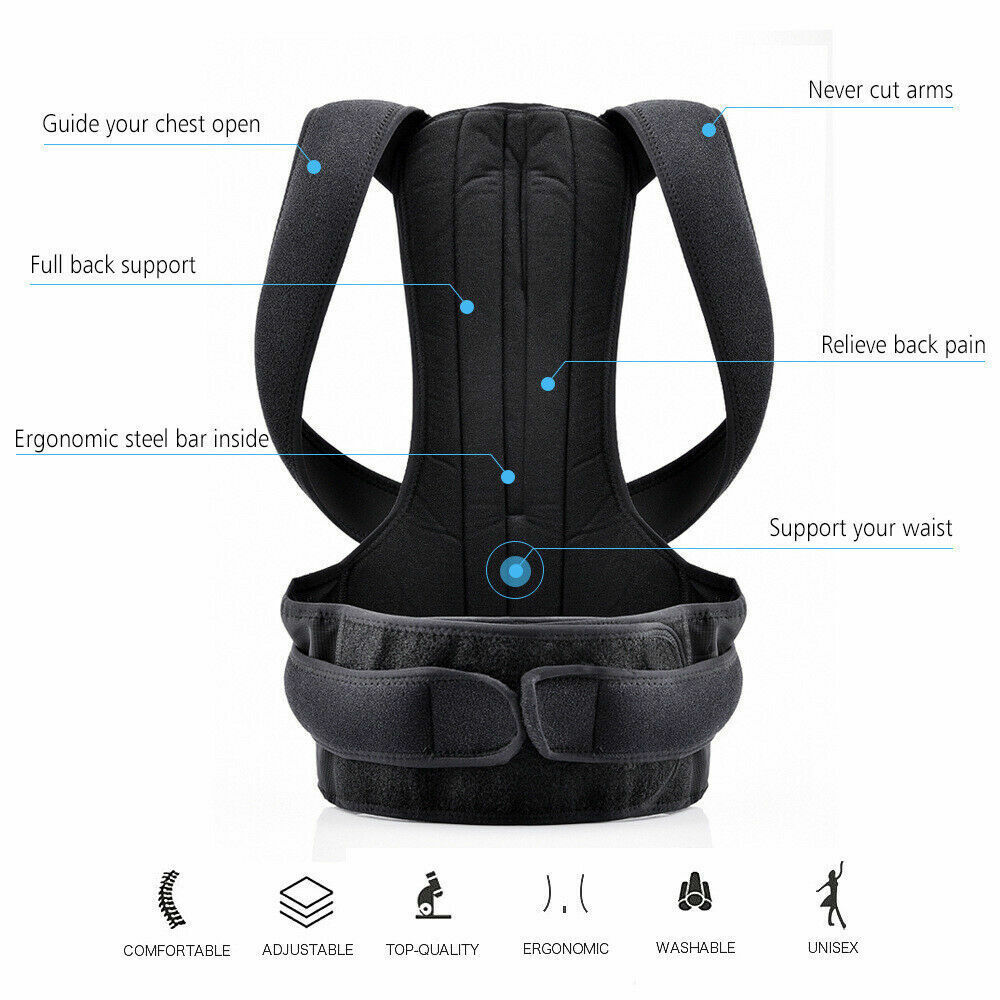 Adjustable Posture Corrector Back Brace Vest For Men Women Lumbar Shoulder Support Belt