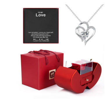 "Elegant Eternal Rose Jewelry Box – Red Apple Gift with Necklace for Valentine’s, Christmas & Mother’s Day" 🌹🎁✨