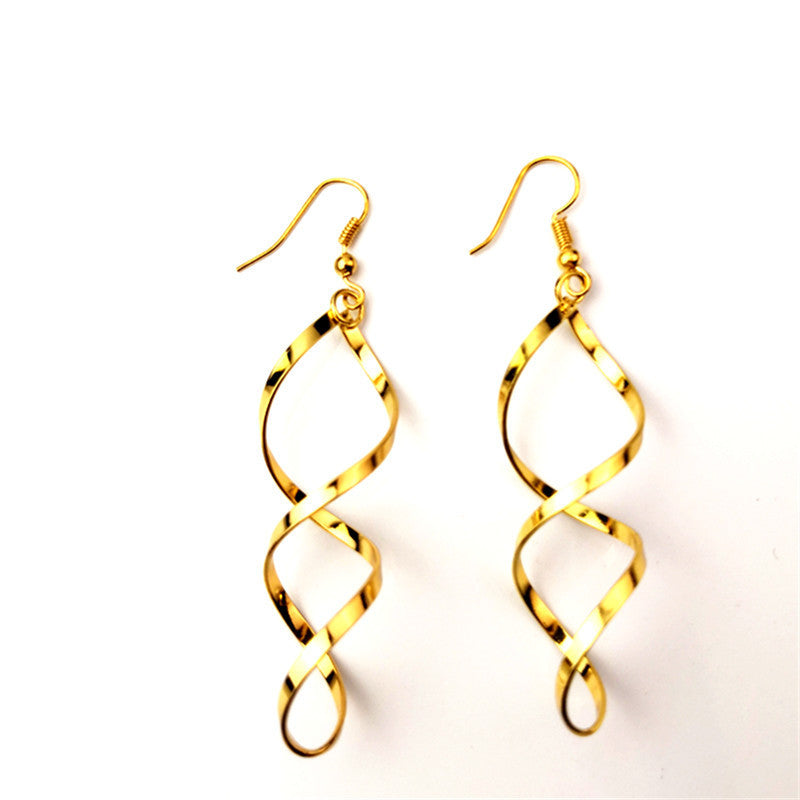 "Elegant Spiral Curved Drop Earrings – Timeless & Chic Statement Jewelry" ✨