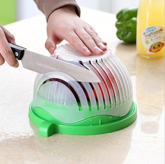 "Creative 60-Second Salad Cutter – Easy Fruit & Vegetable Chopper Bowl" 🥗✨