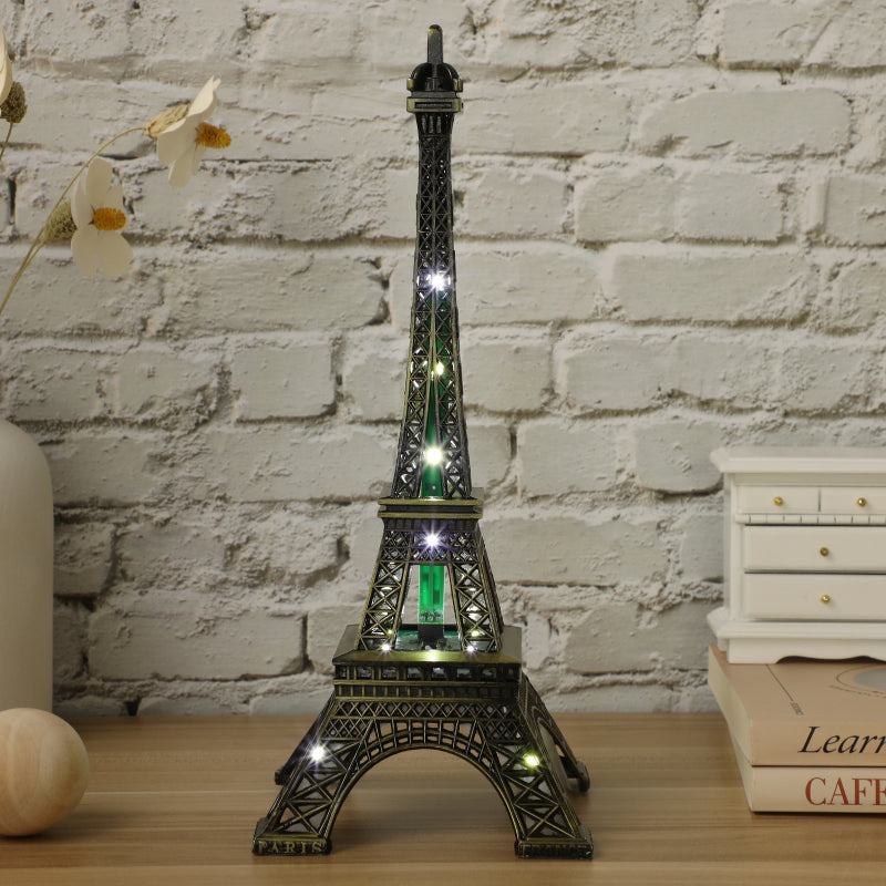 Led Light Paris Eiffel Tower Wedding Decoration Architecture Metal Crafts Vintage Model Desktop Decoration Travel Souvenirs - Peaklo Quality