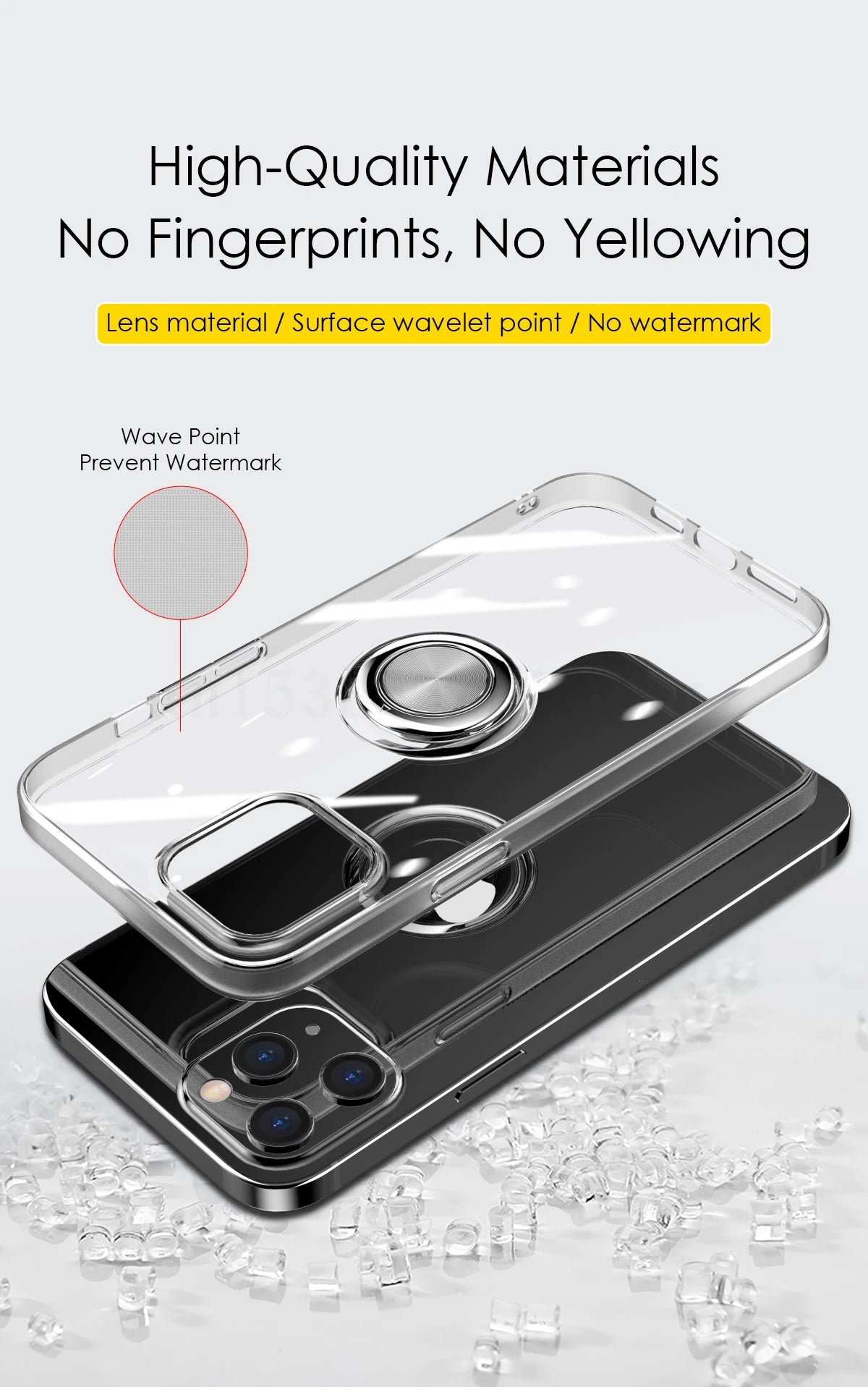 With Ring Stand Soft Transparent Case For iPhone 12 13 14 15 Pro Max Phone Cover For iPhone 7 8 Plus XR XS Max Magnetic Car Case