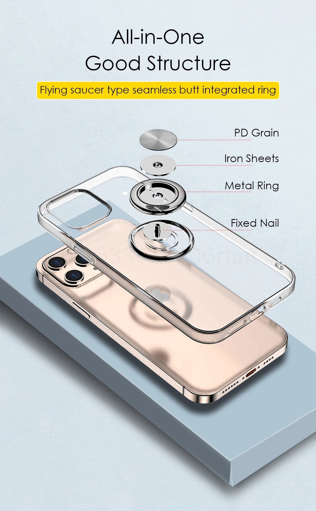 With Ring Stand Soft Transparent Case For iPhone 12 13 14 15 Pro Max Phone Cover For iPhone 7 8 Plus XR XS Max Magnetic Car Case