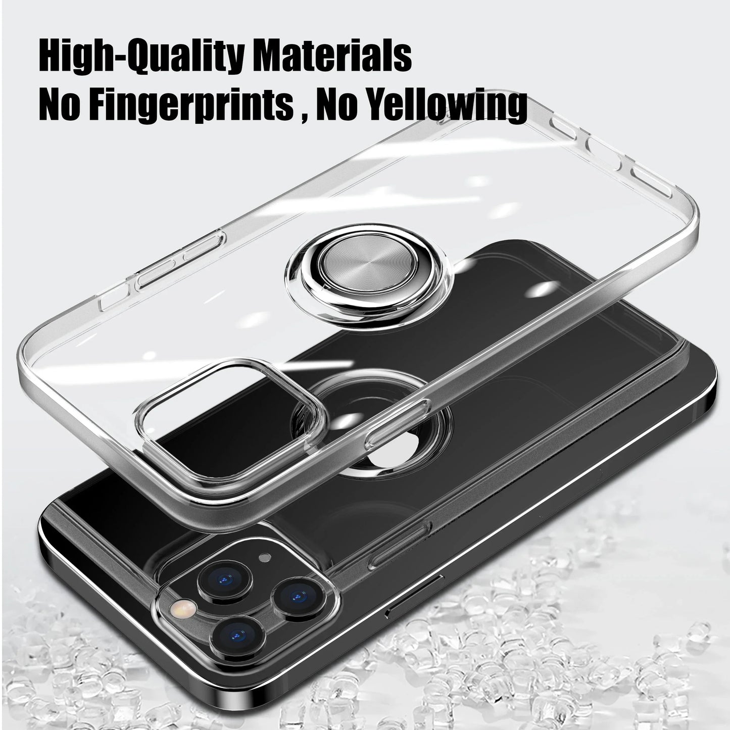 With Ring Stand Soft Transparent Case For iPhone 12 13 14 15 Pro Max Phone Cover For iPhone 7 8 Plus XR XS Max Magnetic Car Case