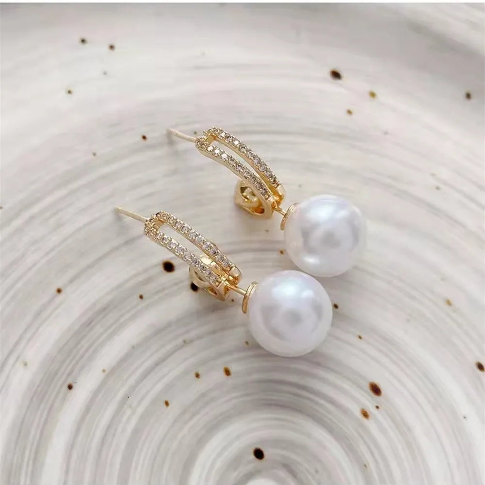 2024 Trendy Long Pearl Earrings – Elegant Floral Rhinestone Wedding Jewelry ✨