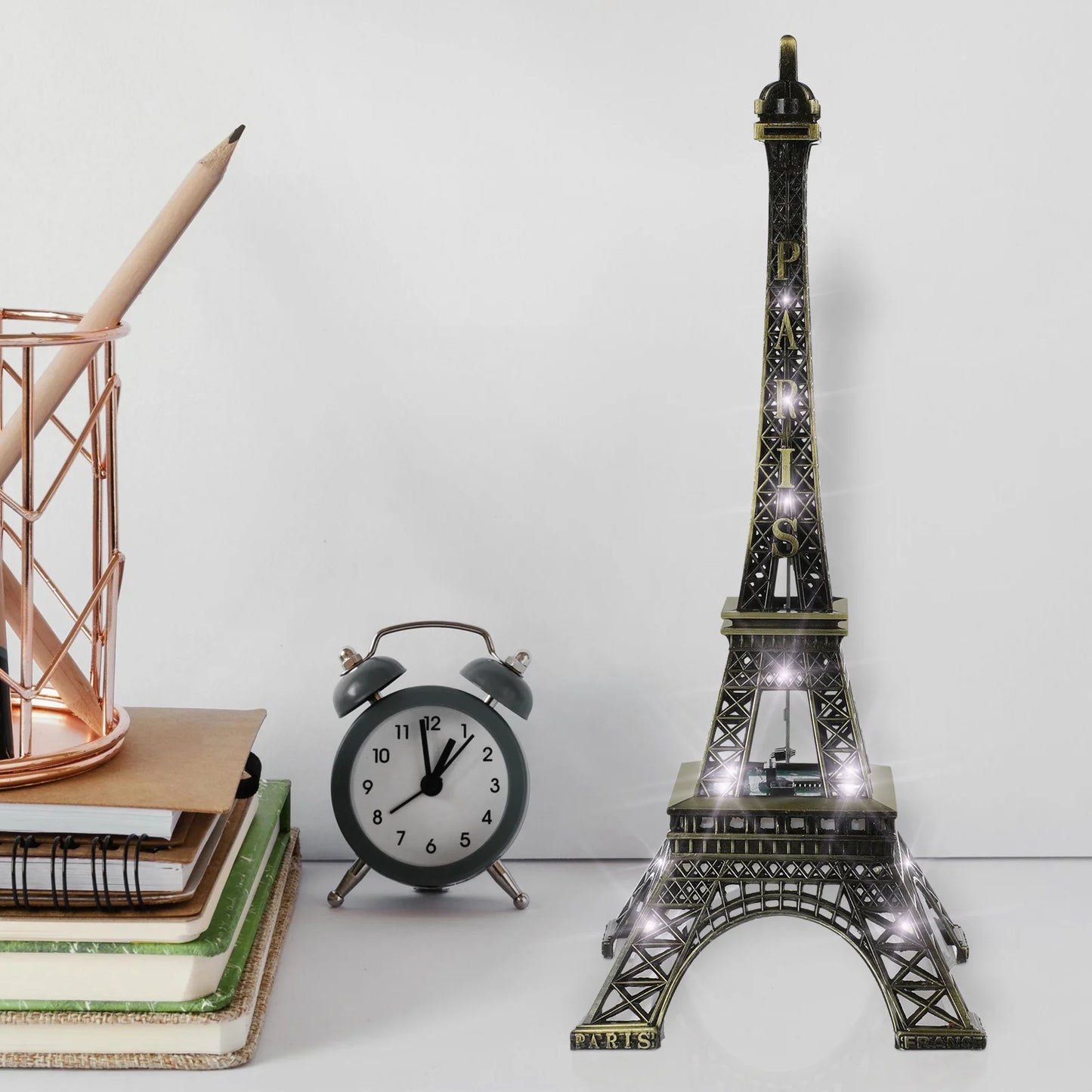 Led Light Paris Eiffel Tower Wedding Decoration Architecture Metal Crafts Vintage Model Desktop Decoration Travel Souvenirs - Peaklo Quality