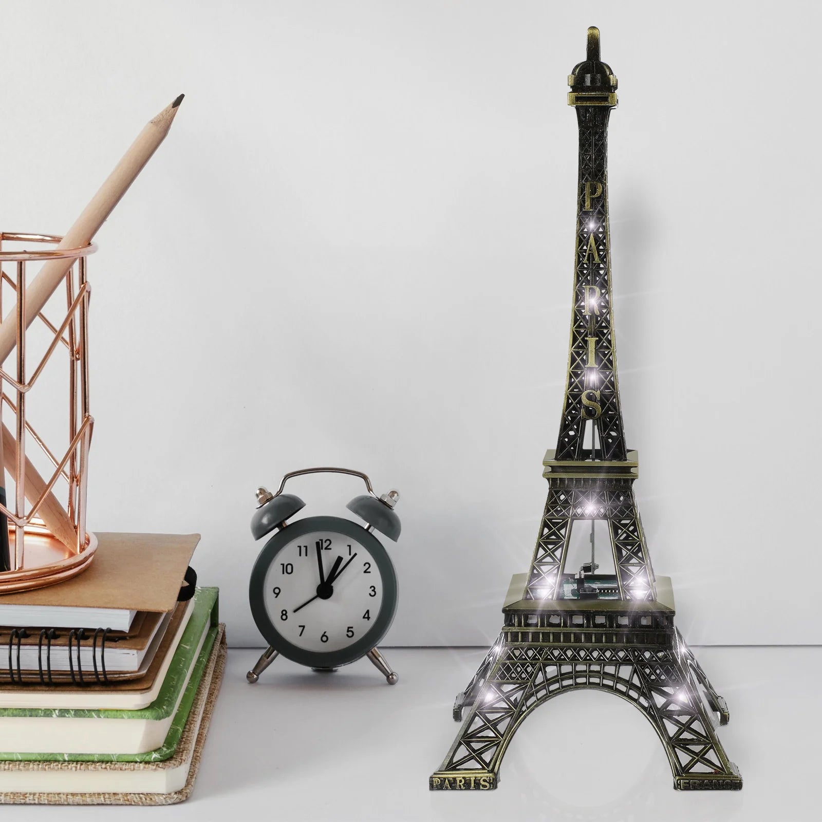 Led Light Paris Eiffel Tower Wedding Decoration Architecture Metal Crafts Vintage Model Desktop Decoration Travel Souvenirs - Peaklo Quality