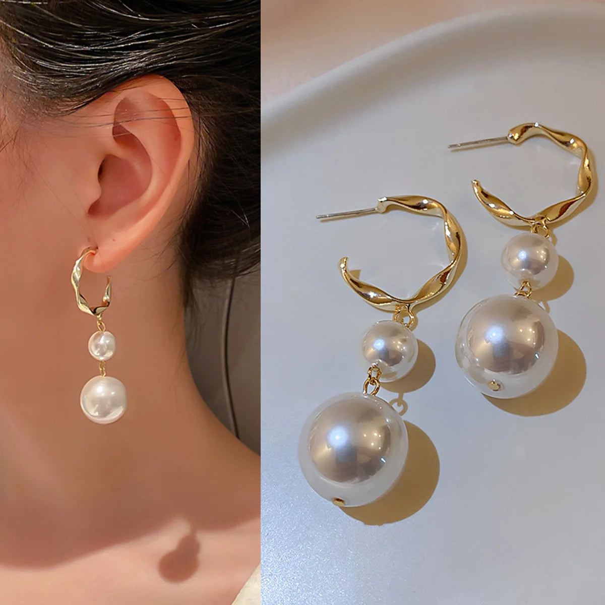 2024 Trendy Long Pearl Earrings – Elegant Floral Rhinestone Wedding Jewelry ✨