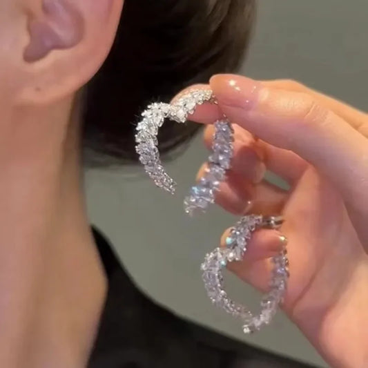 RadianceLoop™ – Elegant Zircon Geometric Stud Earrings