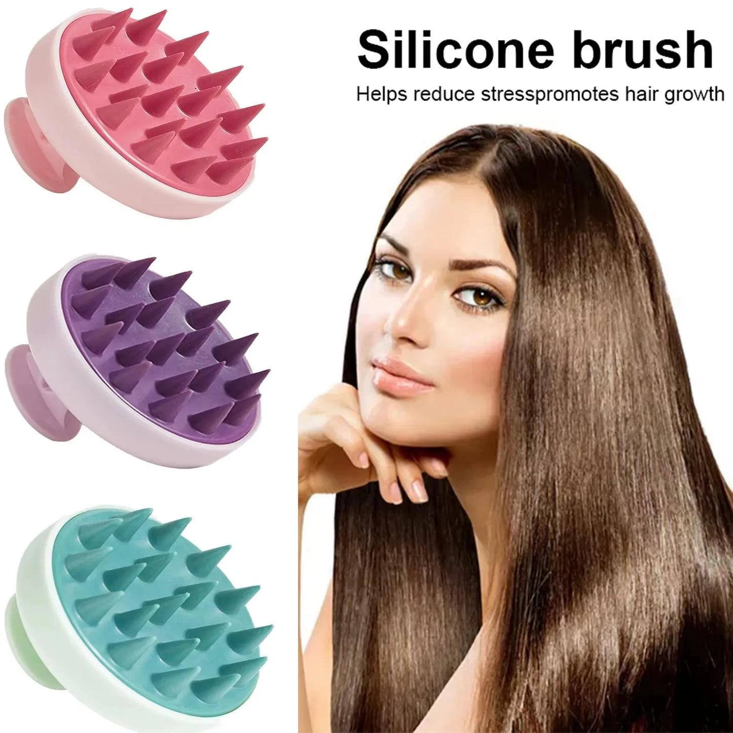 "Silicone Scalp Massage Shampoo Brush – Deep Clean & Relaxing Hair Care Tool" 💆‍♀️✨