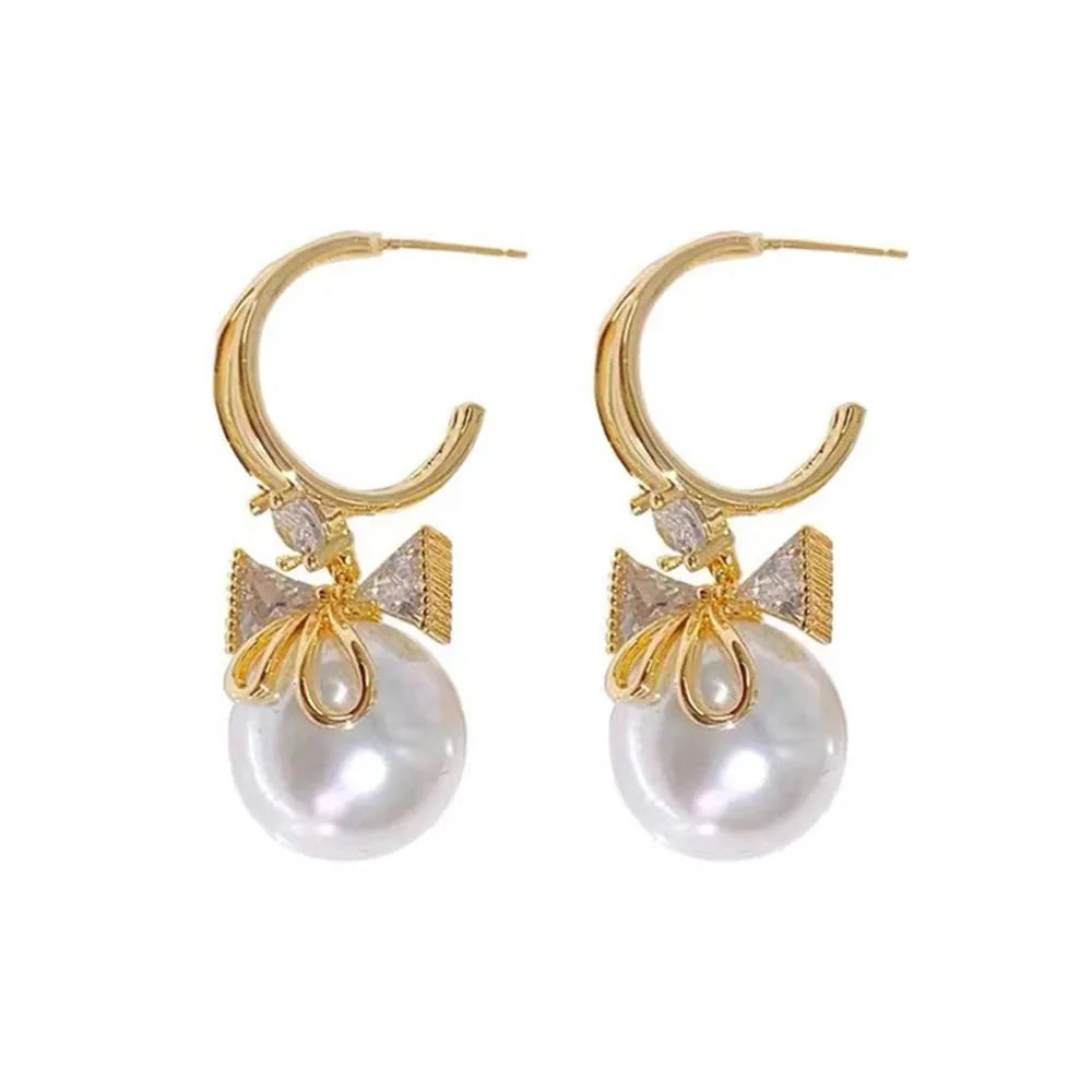 2024 Trendy Long Pearl Earrings – Elegant Floral Rhinestone Wedding Jewelry ✨