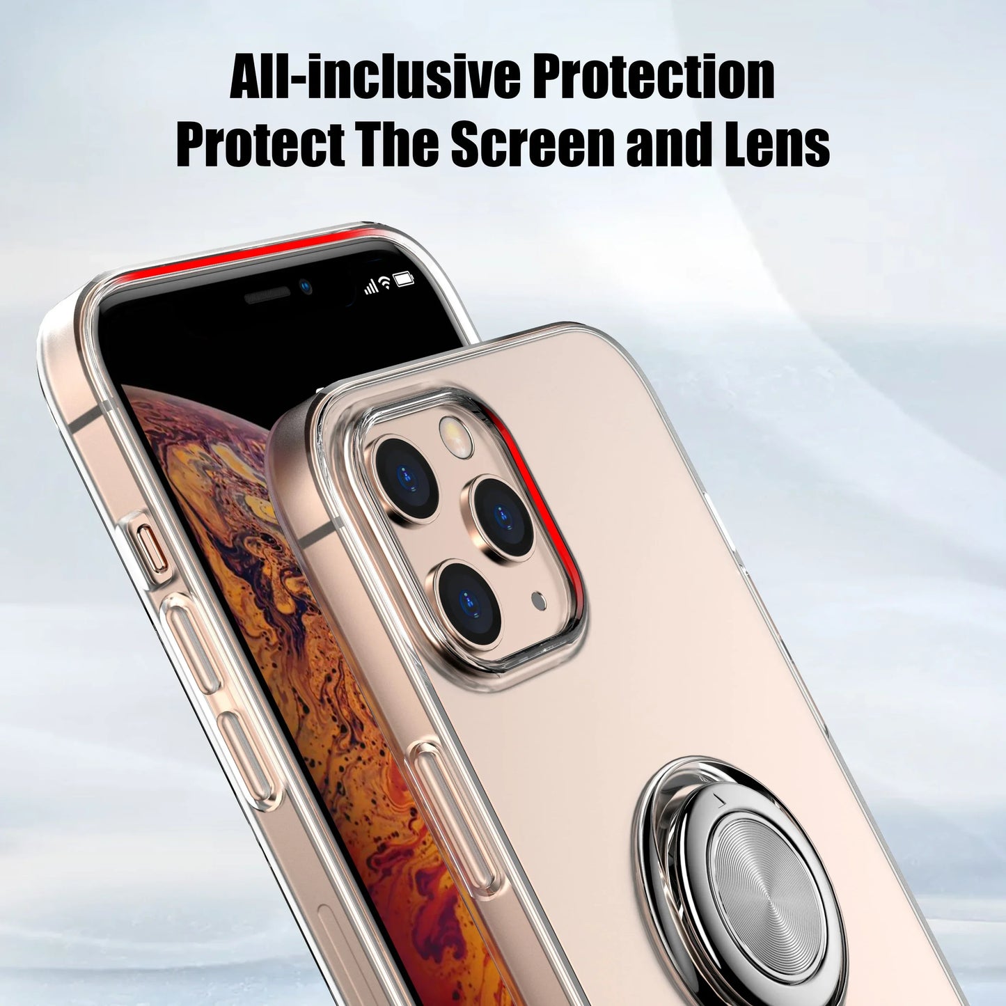 With Ring Stand Soft Transparent Case For iPhone 12 13 14 15 Pro Max Phone Cover For iPhone 7 8 Plus XR XS Max Magnetic Car Case