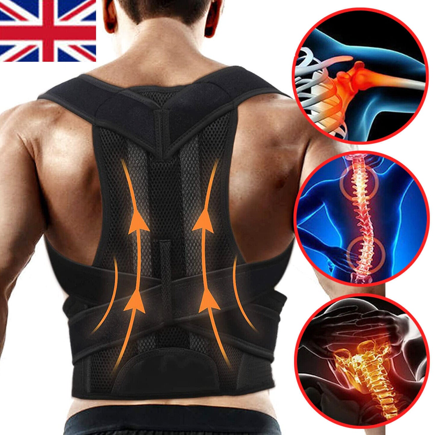 Adjustable Posture Corrector Back Brace Vest For Men Women Lumbar Shoulder Support Belt