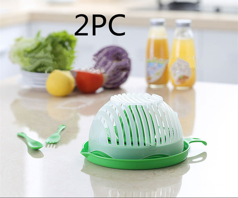 "Creative 60-Second Salad Cutter – Easy Fruit & Vegetable Chopper Bowl" 🥗✨